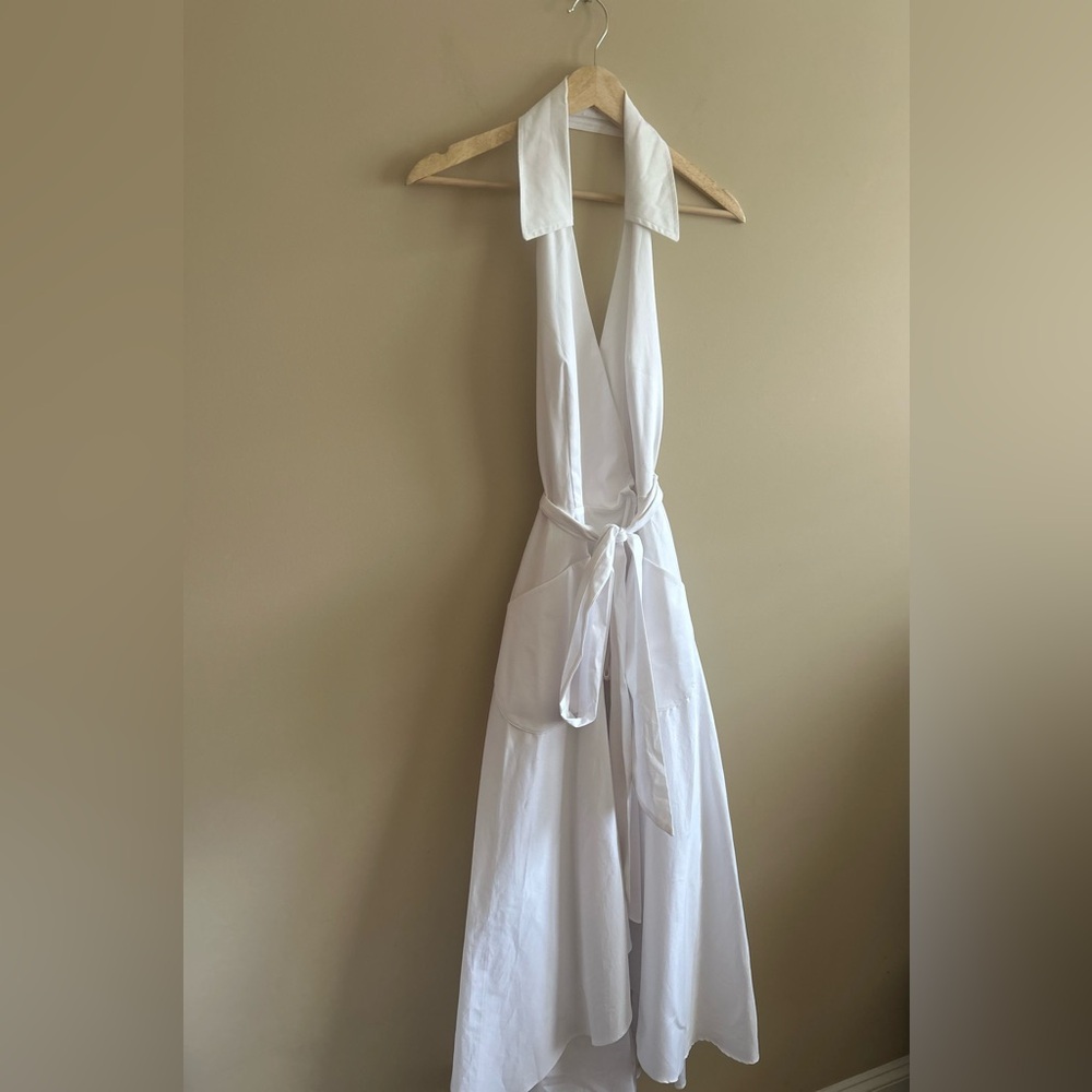 MILLY | Elegant White Halter Dress, Collared, Hi-Low, Fashion Week 2016, Size 6 - Picture 9 of 12